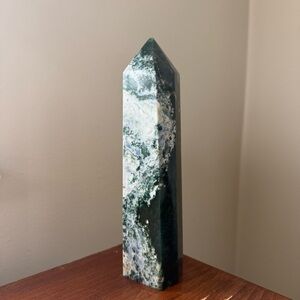 Moss Agate Crystal Tower